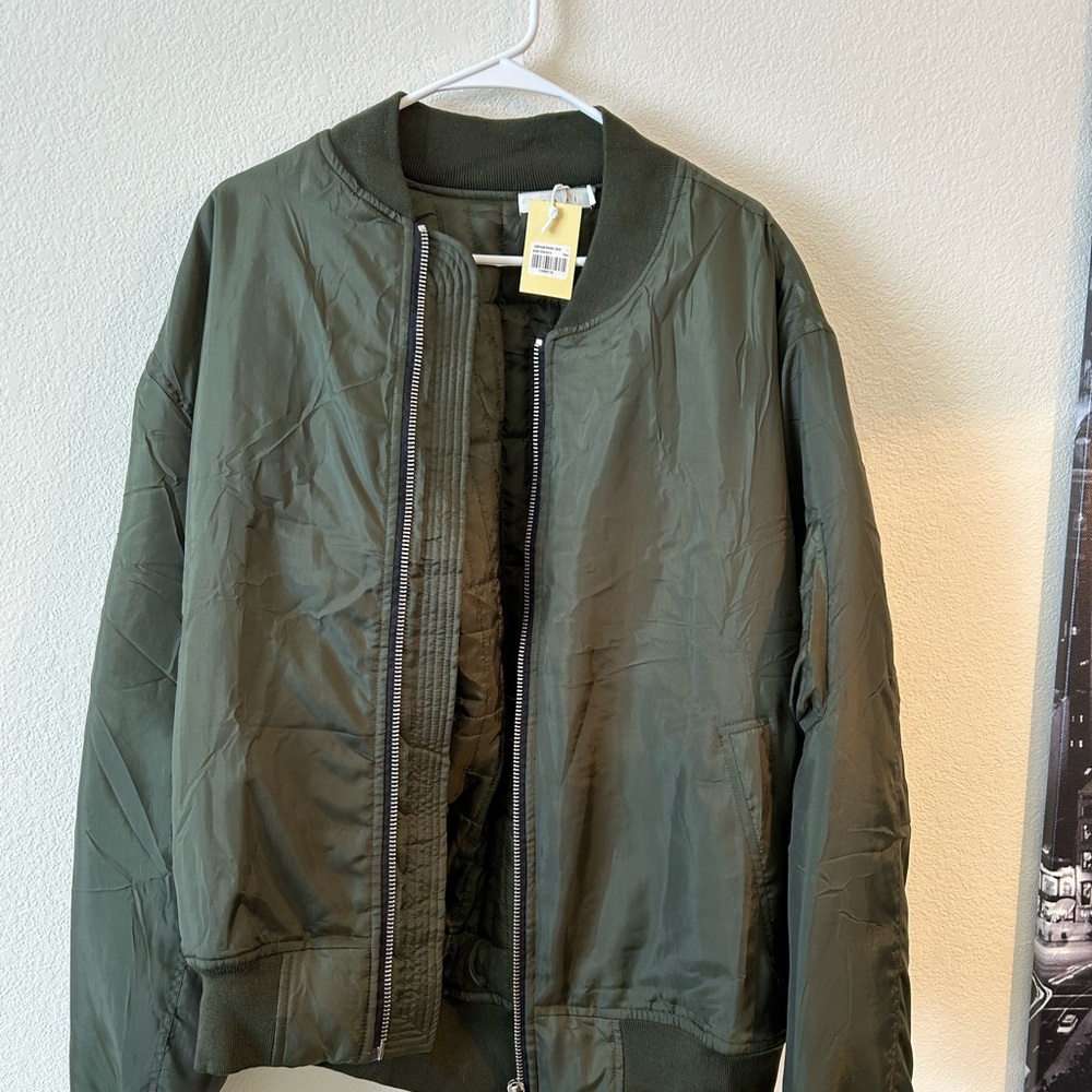 NWT MNML Green Olive Bomber Jacket L
